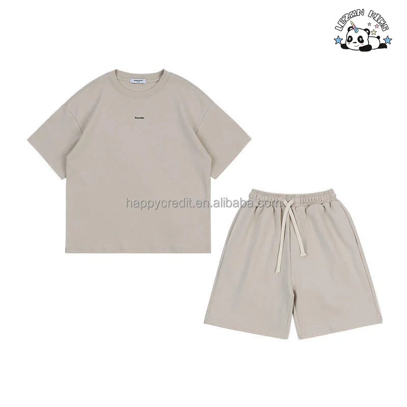 LEZONKIDS - Conjuntos de Roupas Esportivas de Verão para Crianças com Logotipos Personalizados e Conjuntos de Roupas para Meninos em Duas Peças